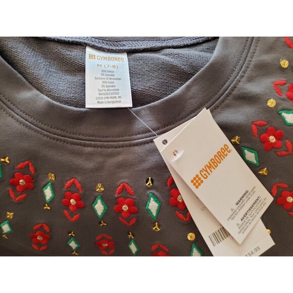 Gymboree 7-8 NEW Holiday Embroidered Gray Dress - Picture 2 of 4